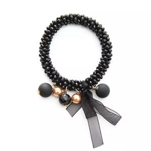 Festive Ribbon and Balls Beaded Bracelet - Black